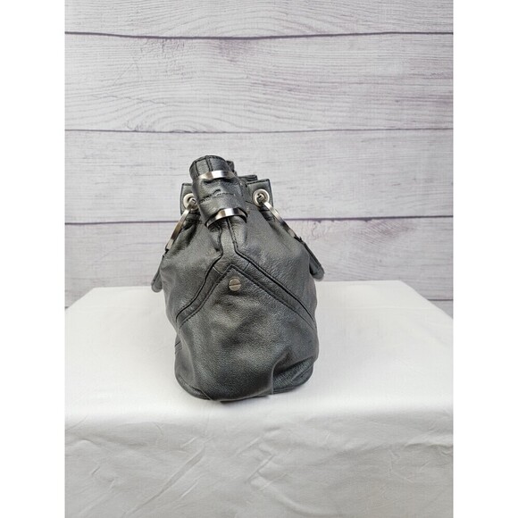 KENNETH Cole Leather Off The Cuff Satchel Bag Grey Pewter - Picture 4 of 11